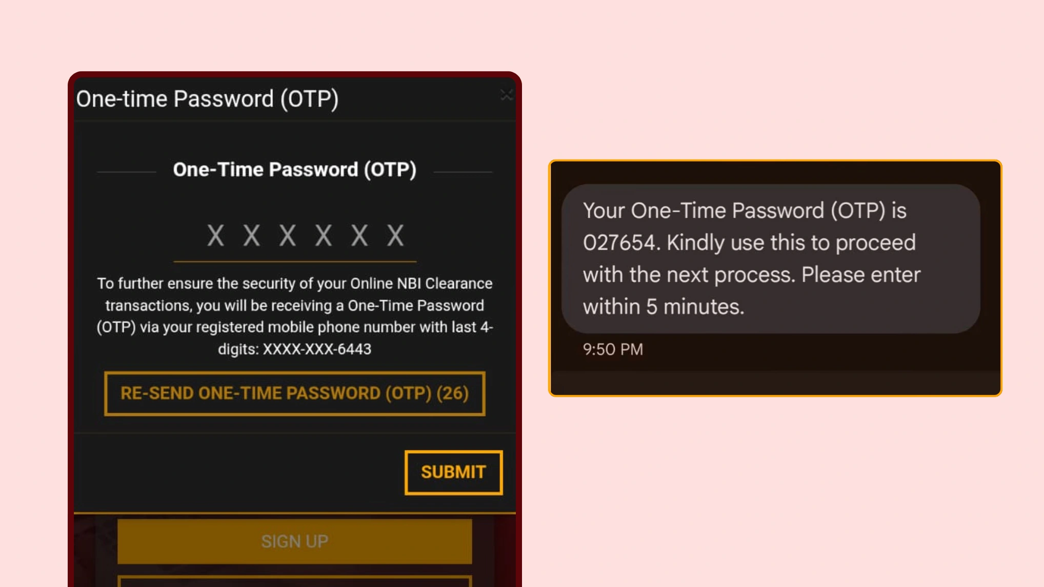 NBI Clearance 4 Enter the OTP (One-Time Password)